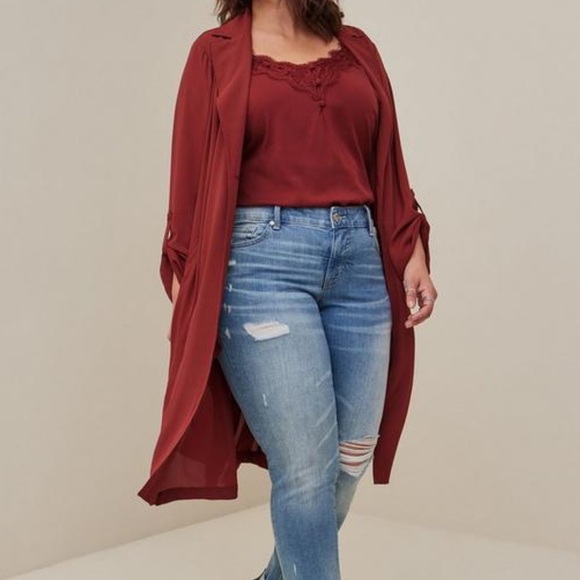 Torrid Georgette Drape Trench Jacket - Picture 3 of 9